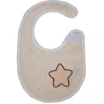 Bolín Bolón 1331941018200 - Babero pequeño velcro, bordado estrella, color beige
