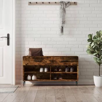 Banco zapatero de madera multicapa en roble ahumado 102x35x55 cm