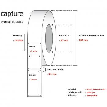 Etiqueta de impresora Capture CA-LB3066 Blanca
