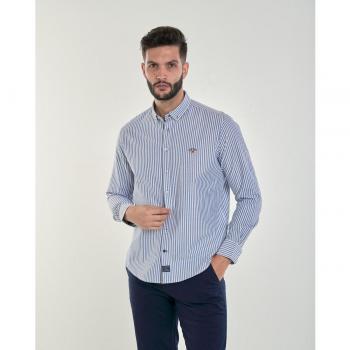 Camisa oxford Spagnolo de hombre regular rayas en azul claro
