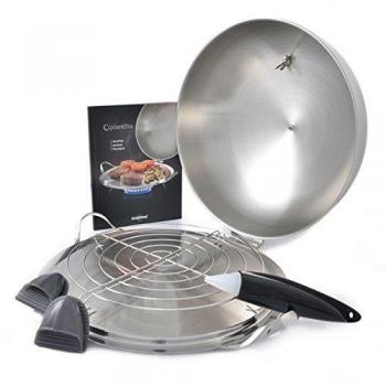 Combo Plancha Inox 2 en 1 Mastrad con Tapa Ø 32 cm Anti-ralladuras Inducción