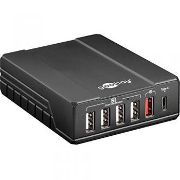 Goobay 71808 de 6 enchufes USB cargador USB de hasta 5 en 1 de dispositivo de c USB al mismo tiempo Auto de ID/Smart Charge 10 A Negro
