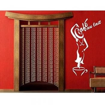 mantiburi Adhesivo Decorativo para Pared, diseño con Texto en inglés AU8, Cafe au Lait, Color Berenjena; Dimensiones: 170 cm x 90 cm