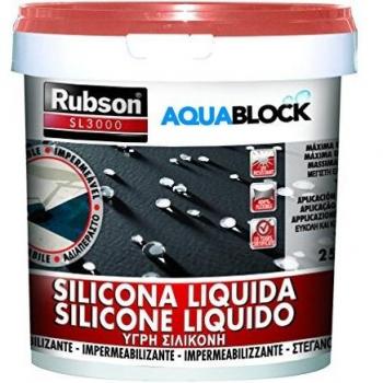 Rubson Aquablock SL3000 Silicona Líquida teja, impermeabilizante líquido para prevenir y reparar goteras y humedades, silicona elástica con tecnología Silicotec, 1 x 25 kg