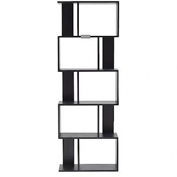 Biblioteca Mobili Rebecca con 5 estantes de MDF negra, dimensiones 172,5x60x24 cm, diseño moderno