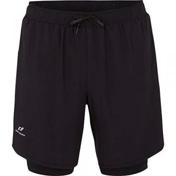 Pro Touch Pantalones Cortos de Running 2 en 1 para Hombre, Hombre, Pantalones Cortos, 257947, Negro, Small