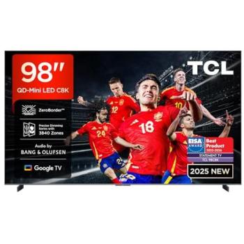 Televisor TCL 98C8K MiniLED 98 4K UHD, Smart TV Google TV, HDR10+ Premium 5000 nits, Audio Bang & Olufsen, Control por voz