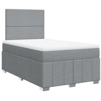 Cama box spring con colchón tela gris claro 120x190 cm