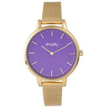 Simplify 5800 Unisex Mesh Bracelet Watch - Gold and Purple Stainless Steel