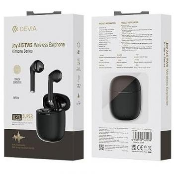 Auriculares Inalámbricos TWS Devia Kintone Joy A13 - Bluetooth, 5 horas de autonomía, Color Blanco