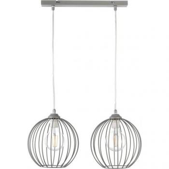 Colgante MELONE 2 Lámpara de techo colgante con marco de alambre, metal gris claro