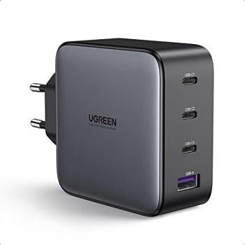 UGREEN 100W Cargador USB C GAN con 4 Puertos Nexode Cargador Múltiples USB Cargador PD Admite PPS Compatible con MacBook Pro iPad Pro Air Galaxy S22 S21 S20 iPhone 13 12 SE 3 Xiaomi Mi12 y Laptop