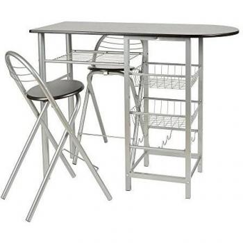 ts-ideen Juego de comedor de tres piezas, mesa de desayuno fibra de madera, 79 x 110 cm con sillas para la cociana, comedor, Apto de estudiante u oficina