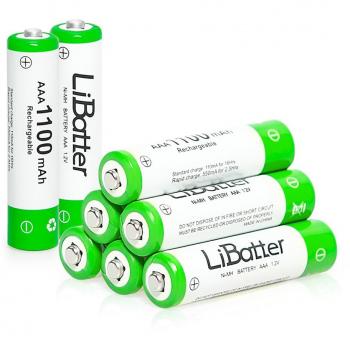 LiBatter (8 Paquetes) AAA 1100mAh Ni-MH Baterías Recargables 500-1000 ciclos de baterías Recargables