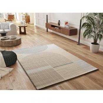 Alfombra Interior Escandinava Beige Geométrica con Arcos 160x230 cm - Atticgo