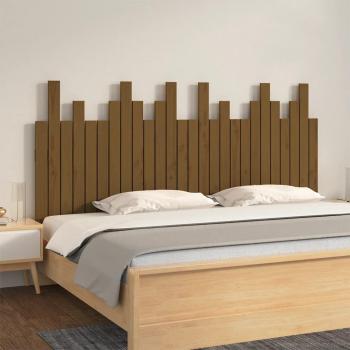Cabecero de pared ámbar 166x3x80 cm madera maciza de pino marrón miel