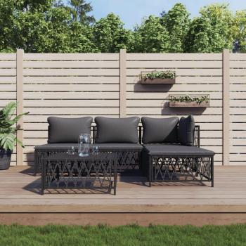 vidaXL 5-Piece Anthracite Steel Garden Lounge Set with Cushions