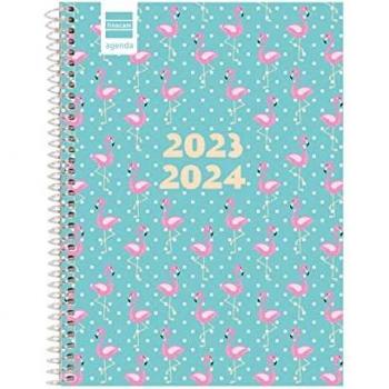Agenda Escolar Básica Finocam 1/4 Espiral SVH Flamingos 2023-2024