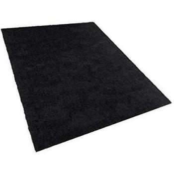 Alfombra Shaggy Negra 160 x 230 cm Moderna de Pelo Largo y Alta Densidad