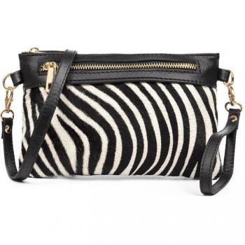 Alcara Bolso bandolera de mujer de piel auténtica acabado Cavallino y Sauvage. Made in Italy. Vera Pelle Italiana