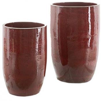 Jarrón de cerámica rojo 52 x 52 x 80 cm (set de 2 unidades)