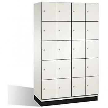 Armario de Compartimentos Bajo Llave Cambio C+P - 5 Taquillas, 4 Departamentos, Puertas de Acero, Color Blanco, Ancho 1200 mm