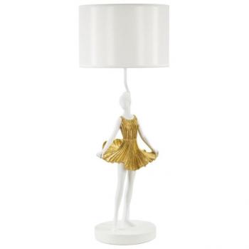 Lámpara de Mesa Ballerina de Resina Blanca y Dorada Ø 32x90,5 cm