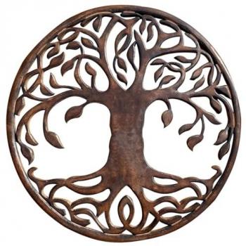 Placa de madera Signes Grimalt By SIGRIS, color marrón, dimensiones 60x60x2 cm, adorno de pared en forma de árbol