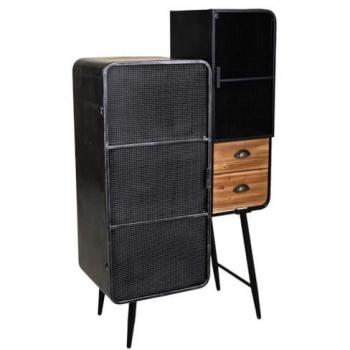Vitrina Wanderlust Deco de metal y madera negra, dimensiones 76 x 40,5 x 135 cm