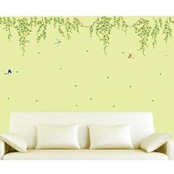 ufengke® Verde Vid Rama de Un Árbol y los Pájaros Que Vuelan Pegatinas de Pared, Sala de Estar Dormitorio Removible Etiquetas de la pared / Murales