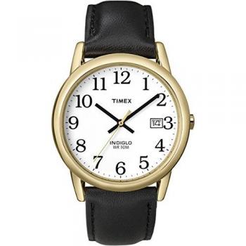 Timex Men's Quartz Watch with White Dial Analogue Display and Black Leather Strap T2H291