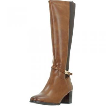 Botas de tacón de mujer Chika10 CAYETANA 02 con caña alta, cierre de cremallera, cuero en color tan, talla 38