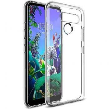 Muvit Pack LG Q60 Funda Cristal Soft Transparente + Protector de Pantalla Vidrio Templado Plano Marco Negro