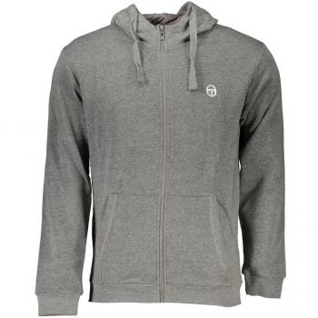Sergio Tacchini Gray Cotton Zip-Through Hoodie Sweatshirt - Size M