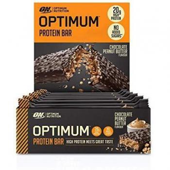 Optimum Nutrition ON Protein Bar barritas proteínas con whey protein isolate, dulces altas en proteína y low carb, chocolate mantequilla de cacahuete, 10 barras