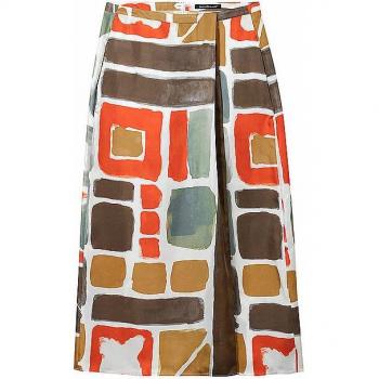 Luisa Cerano Colorful Print Midi Skirt, Multicolor, Female, Size: L
