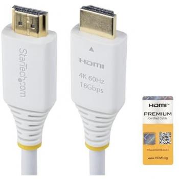 Cable HDMI Premium Certificado 1.8m Blanco - Alta Velocidad 4K 60Hz/1440p 144Hz HDR10/HDCP 2.2/ARC 18Gbps UHD HDMI 2.0