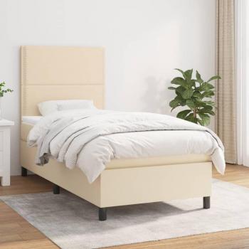 Cama box spring suave con colchón crema 90x190 cm en tela