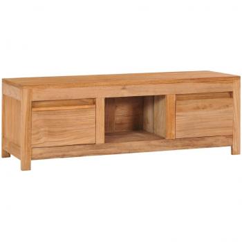 Mueble para TV de madera maciza de teca 100x30x35 cm Marrón