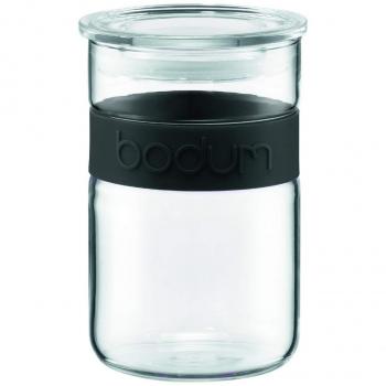 Bodum Presso - Tarro de cristal con tapa, cinta de silicona, 0,6 l, color negro