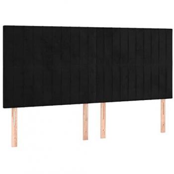 Cabecero con luces LED terciopelo negro 160x5x118/128 cm