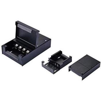 Carcasa de pared para 4 Keystones, negra, con soporte para cableado CAT 5e y panel de red