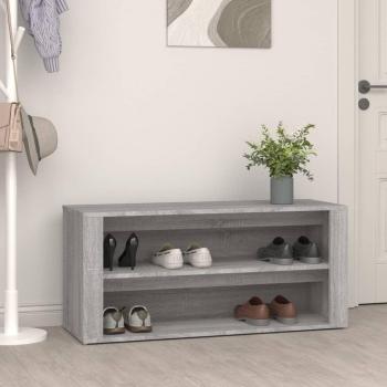 Zapatero gris Sonoma 100x35x45 cm madera contrachapada multicapa