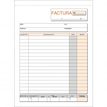 Talonario de Facturas Loan T-63/C 4º Natural Duplicado Autocopiativo Catalán - 50 Juegos (2x50 Hojas)