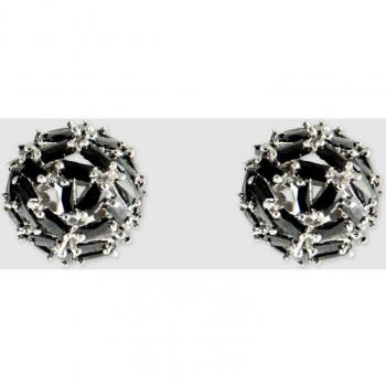 Pendientes Dada Burma Black Button de circonitas negras y rodio