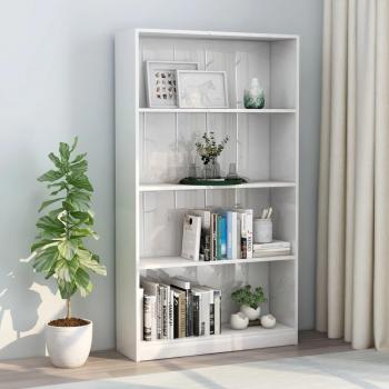 Estantería de 4 niveles blanca pulida 80x24x142 cm madera multicapa