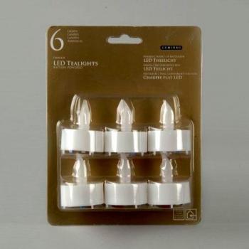 Set de 6 Velas LED Tea-Light Blancas con Efecto Llama Calida