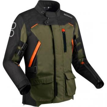 Bering Chaqueta de Moto Zephyr Textil Impermeable Negro-Caqui-Naranja 2XL
