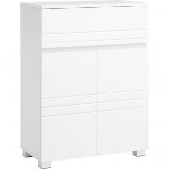 Armario de baño VASAGLE, Mueble de baño con Doble Puerta, Estante Ajustable, Pies incluidos, Dimensiones 60 x 30 x 80 cm, Color Blanco