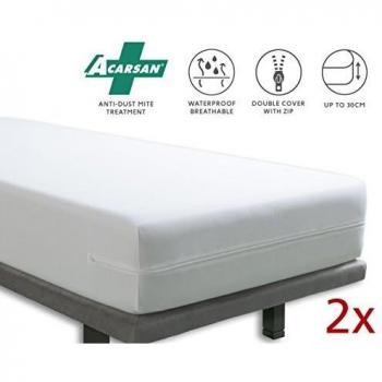 Velfont - Funda de Colchón Antiácaros con Cremallera, Transpirable e Impermeable - 90x190/200cm
